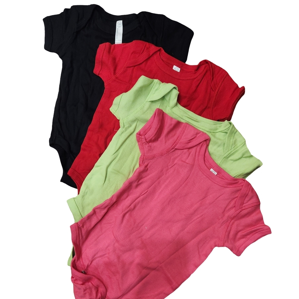 Rabbit Skins Short Sleeve Onesie in Black, Red, Light Green, Pink 18 MO